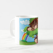 Mug Enfants Dans Une Cabine De Café Dans Une Cabine (Devant gauche)