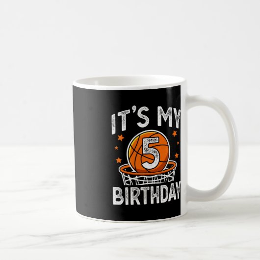 Mug Enfants de 5 ans Basketball Sport 5e Anniversaire  (Droite)
