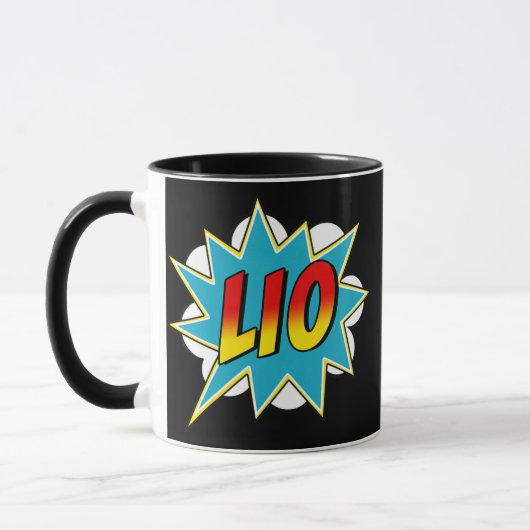 Mug Enfants garçons Lio Nom Comic Book Superhero  (Gauche)