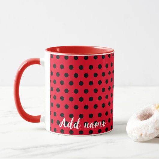 Mug Enfants mignons Red Ladybug Polka dot party Motif (Avec donut)