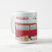 Mug Enfants Noël Arbre Aventure Bus Tente Cadeaux (Devant gauche)