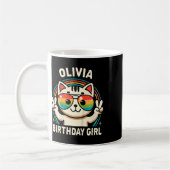 Mug Enfants Nom Olivia Anniversaire Fille Chat (Gauche)
