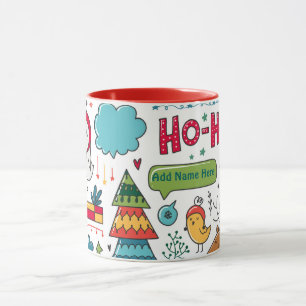 Mug Enfants Personnalisé Noël Folk Art Doodles Décor