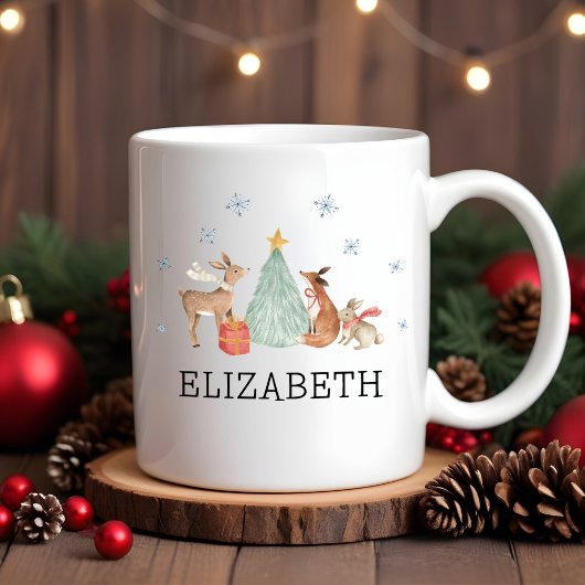 Mug Enfants personnalisés Noël Bois Animaux Hot