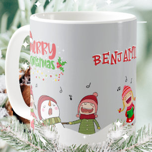Mug Enfants qui chantent Bonhomme de neige Joyeux Noël