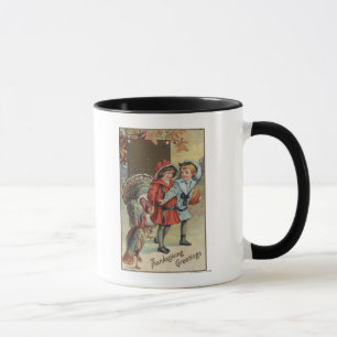 Mug Enfants tenant un Citrouille, Dindons