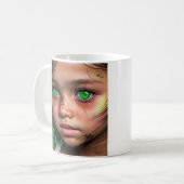 Mug Enfants tribaux | Yeux verts futuristes (Devant gauche)