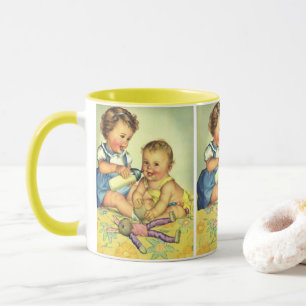 Mug Enfants Vintage, Tout-petits Heureux Sourire Biber