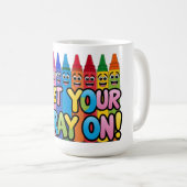 Mug Enfilez Votre Crayon ! Happy Cartoon Crayons Art (Devant droit)