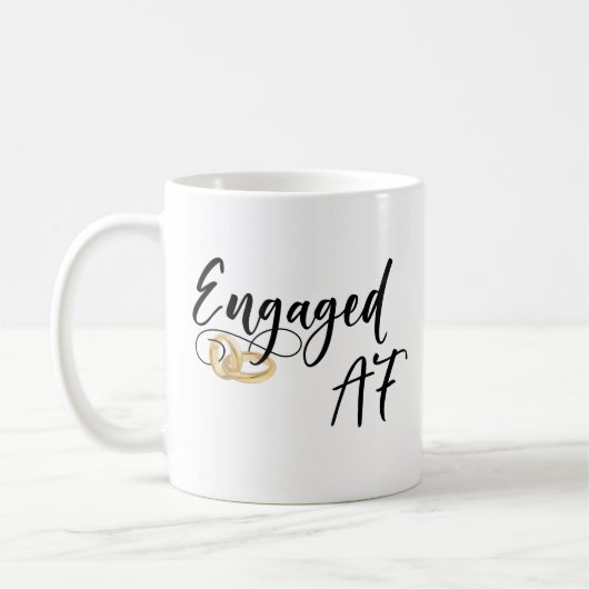 Mug Engagé AF amusant Mariage or Anneaux manuscrits (Gauche)