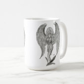 Mug Engel Bleistiftzeichnung Design noir et blanc (Devant droit)