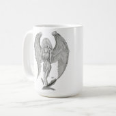 Mug Engel Bleistiftzeichnung Design noir et blanc (Devant gauche)