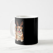 Mug English Bulldog Christmas Santa Hat Reindeer Light (Devant gauche)