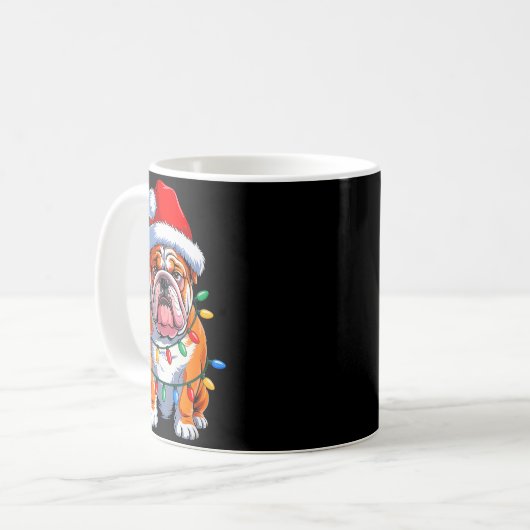 Mug English Bulldog Dog Christmas Lights Santa Hat Xma (Devant gauche)