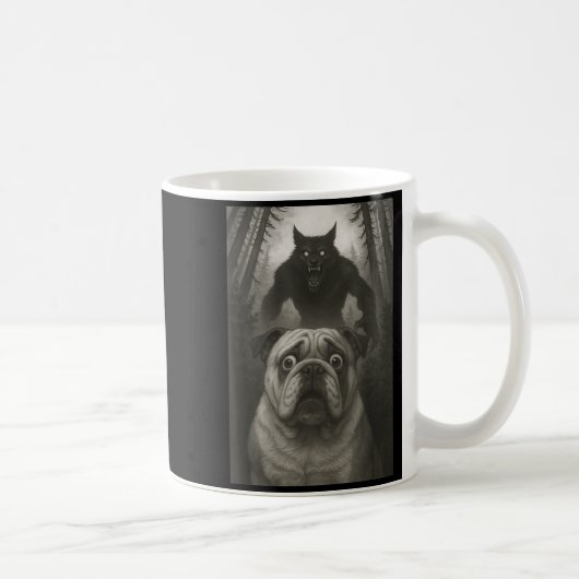 Mug English Bulldog Selfie With Werewolf Funny (Droite)
