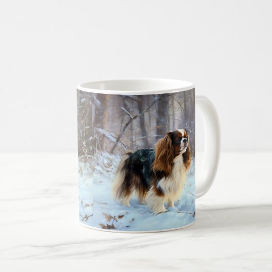 Mug English Toy Spaniel Laisser Neige Noël (Devant droit)