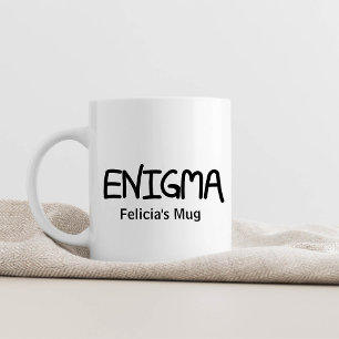 Mug Enigme de citation manuscrite à l'encre noire auth