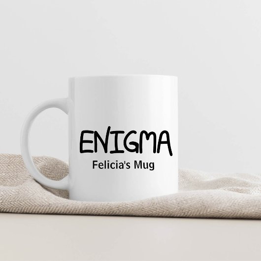 Mug Enigme de citation manuscrite à l'encre noire auth