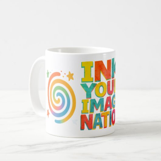 Mug "Enk Your Imagination" - Typog Retro Inspiré par C (Devant gauche)