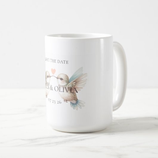 Mug Enregistrer le thème Mariage de date (Devant droit)