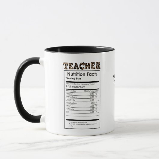 Mug Enseignant amusant Citations de faits nutritionnel (Gauche)