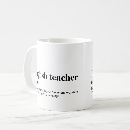 Mug Enseignant Anglais Drôle Définition de l'enseignem (Devant gauche)