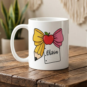 Mug Enseignant Arc Crayon Arc Rentrée Scolaire Nom Per