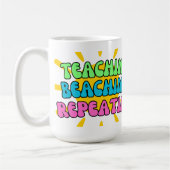 Mug Enseignant', Beachin', Répétition' avec soleil (Gauche)