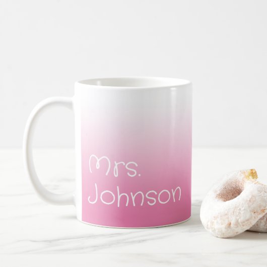 Mug Enseignant blanc et rose (Avec donut)