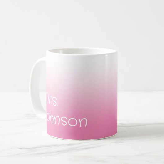 Mug Enseignant blanc et rose (Devant gauche)