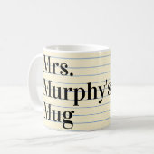 Mug Enseignant Cadeau style de livre de notes personna (Devant gauche)