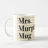 Mug Enseignant Cadeau style de livre de notes personna (Gauche)
