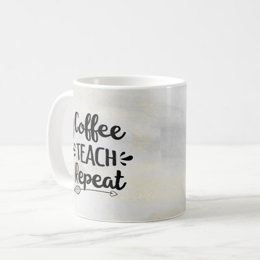 Mug Enseignant Coffee Teach Repeat Cute Don (Devant gauche)