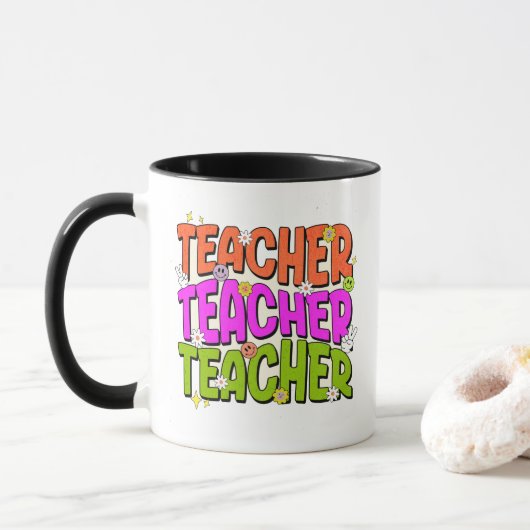 Mug enseignant coloré gras (Avec donut)