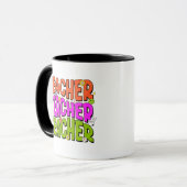 Mug enseignant coloré gras (Devant gauche)