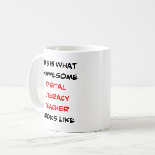 Mug enseignant d'alphabétisation numérique, génial (Devant gauche)