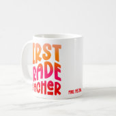 Mug Enseignant de 1re année Orange Rouge Ombre (Devant gauche)