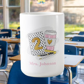 Mug Enseignant de 2e année blanc Carnet préppie café