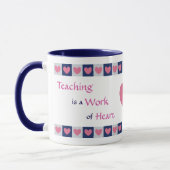 Mug Enseignant de la frontière du coeur rose (Gauche)