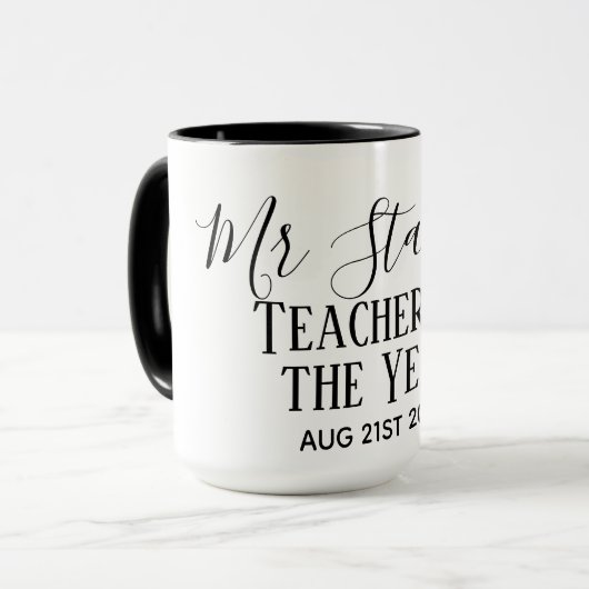 Mug Enseignant de l'année Personnalisé cadeau de texte (Devant gauche)