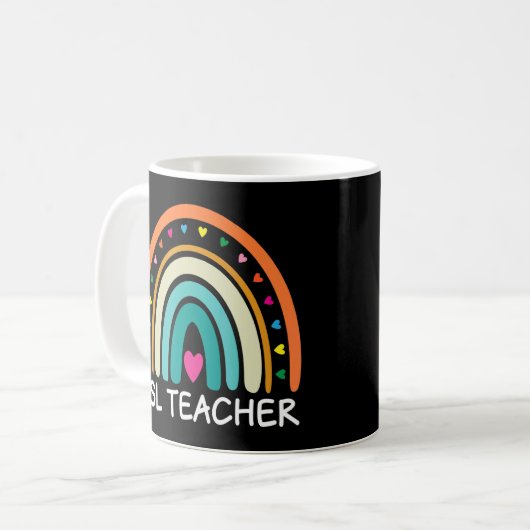 Mug Enseignant de l'ESL Boho Arc-en-ciel Retour à l'éc (Devant gauche)