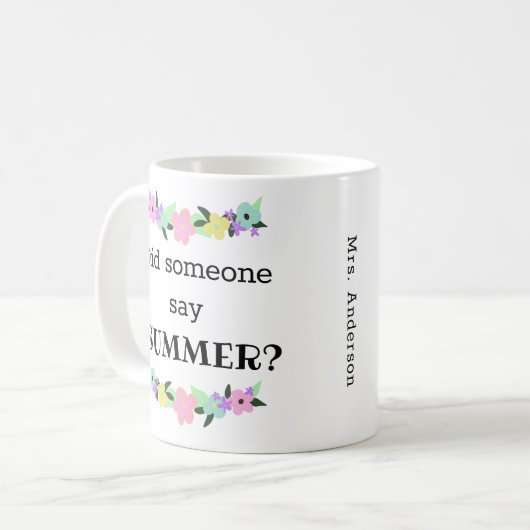 Mug Enseignant de l'été amusant (Devant gauche)