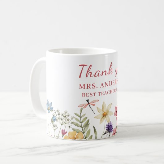 Mug enseignant de Merci rose (Devant gauche)