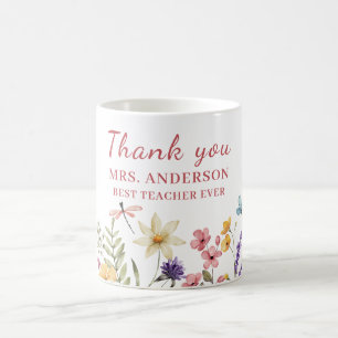 Mug enseignant de Merci rose