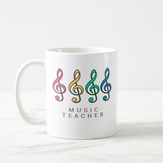 Mug Enseignant de musique Treble Clé Coloré (Gauche)