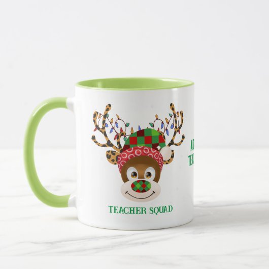 Mug Enseignant de Noël Squad Reindeer Enseignant Vert (Gauche)