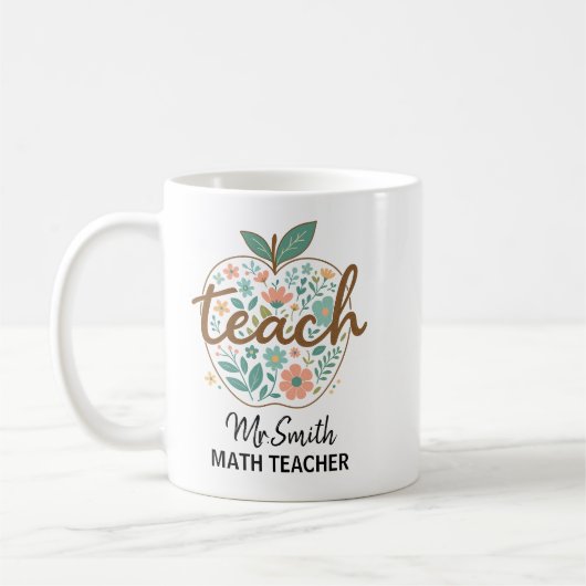 Mug enseignant de pomme florale | Appréciation de (Gauche)