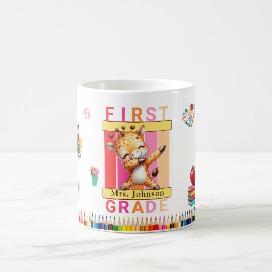 Mug Enseignant de première année Dabbing Giraffe (Centre)
