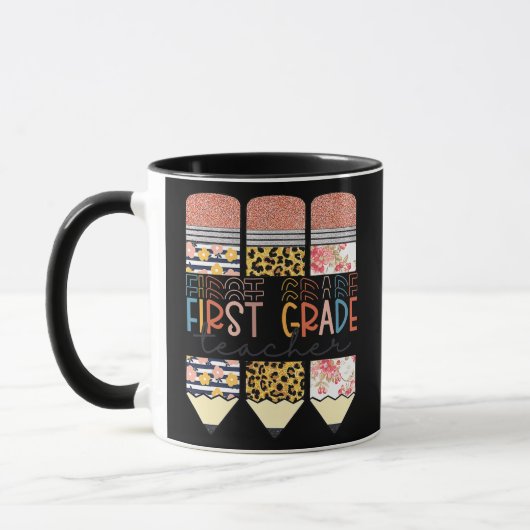 Mug Enseignant de première année drôle léopard crayon (Gauche)
