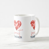 Mug Enseignant doux avec cœur de diamant rouge (Devant droit)
